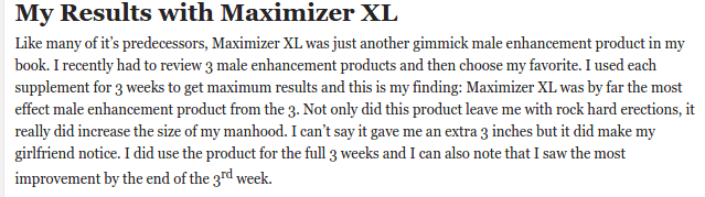 Píldoras Maximizer XL Reseñas